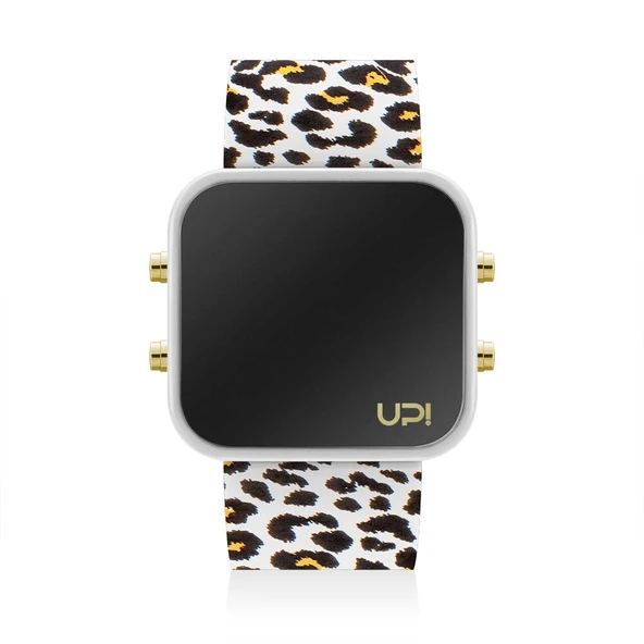 UPWATCH LED GOLD WHITE LEOPARD STRAP UNİSEX KOL SAATİ