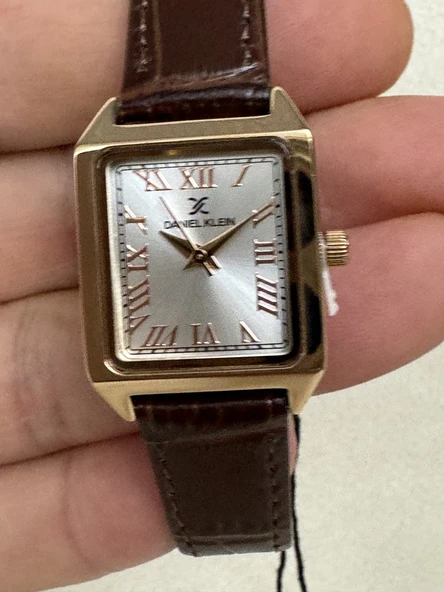 DANIEL KLEIN DKF.2315A KÖŞELİ ROSE KASA KAHVERENGİ DERİ KAYIŞLI KADIN KOL SAATİ - Resim 2