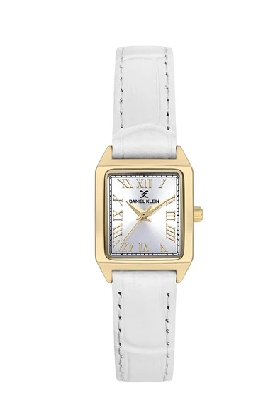 DANIEL KLEIN DKF.2315A  GOLD KASA BEYAZ DERİ KAYIŞLI KÖŞELİ KADIN KOL SAATİ ürün görseli