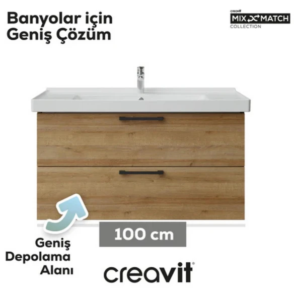 Creavit D20 2 Çekmeceli Lavabo Dolabı Everest - 2