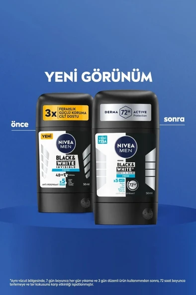 NIVEA MEN Erkek Stick Deodorant Black&White Invisible Fresh 50ml, 72 Saat Anti-perspirant Ter Koruması - Resim 2