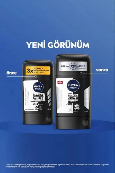 NIVEA MEN Erkek Stick Deodorant Black&white Invisible Original 50ml, 72 Saat Anti-perspirant Ter Koruması - 2