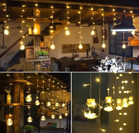 Ampul Top Perde Led Işık Dekoratif Dilek Topu Fişli Animasyonlu,Gün Işığı,Işıklı Top Led - 4