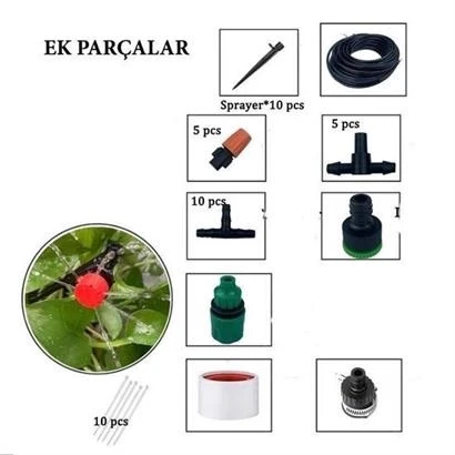 15 Metre Bahçe Damlama Sulama Sistemi Seti Hortum Ve Ek Parçaları - 4