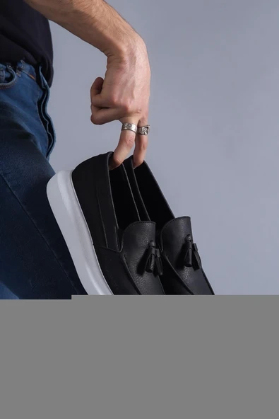 Günlük Spor Klasik Ayakkabı 818 Siyah (Beyaz Taban)