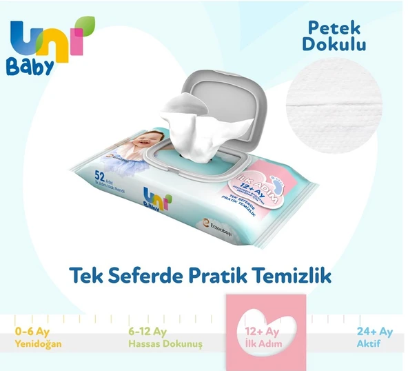 Uni Baby Islak Havlu Mendil 52 Yaprak İlk Adım (3 Lü Pk) 156 Yaprak - 4