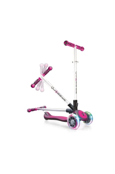 Globber Elite Prime Pembe Işıklı 3 Tekerlekli Çocuk Scooter