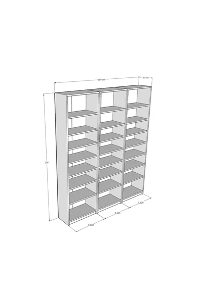 Asra Trend Akça Ağaç Kitaplık K-23 (MDFLAM) - Resim 4