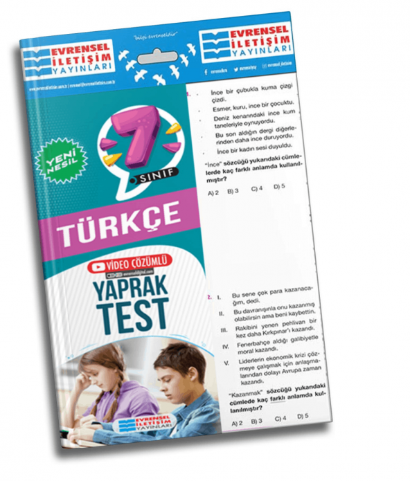 7. Sınıf Türkçe Yeni Nesil Video Çözümlü Yaprak Test Evrensel İletişim Yayınları