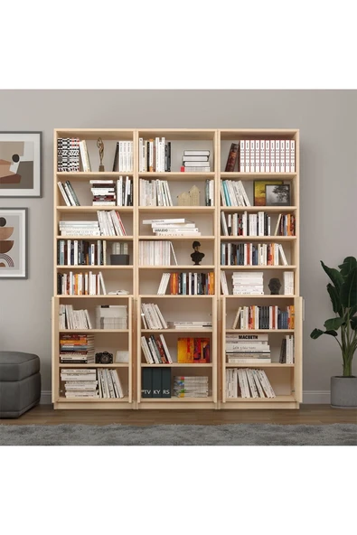 Akça Ağaç Kapaklı Kitaplık K-53 (MDFLAM) - Resim 2