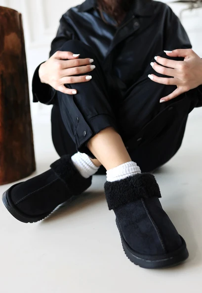 Pabucmarketi Siyah Süet Kadın Bot - Resim 2