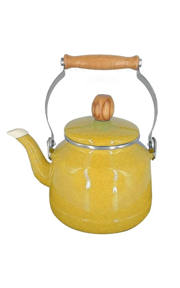 Nishev Italyan Çaydanlık Ahşap Kulp 2,5 Lt - Sarı