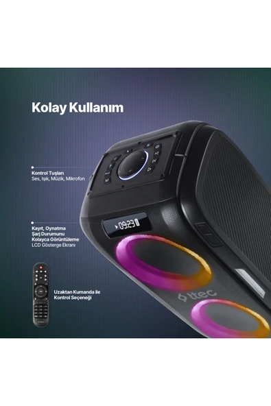 Ttec 2BH11 Carnival Pro 120W Taşınabilir Kablosuz Bluetooth Parti Hoparlörü - 6