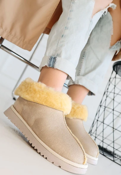 Pabucmarketi Bej Süet Kadın Bot ürün görseli