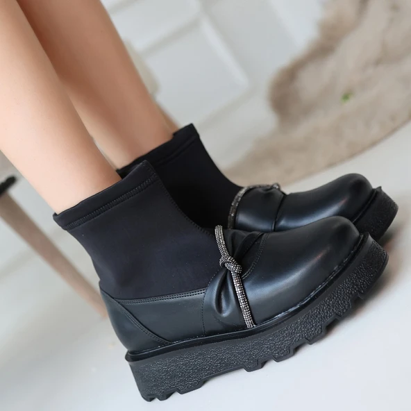 Pabucmarketi Siyah Suni Deri Chelsea Kadın Bot - Resim 4