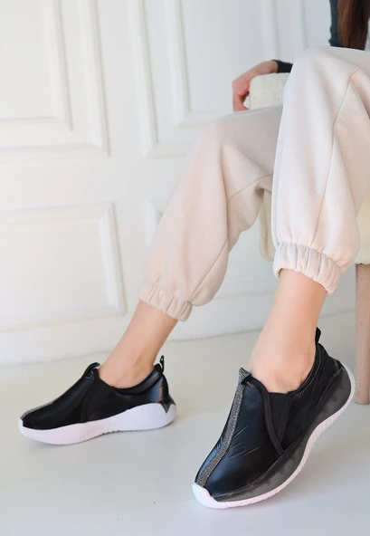 Pabucmarketi Siyah Paraşüt Kadın Sneaker Ayakkabı - Resim 2