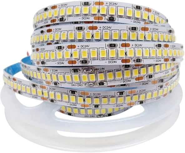5 metre 240 LED/m şerit Led hortum 3000K gün ışığı beyaz kendinden yapışkanlı güçlü SMD2835 12V DC IP20 - 9