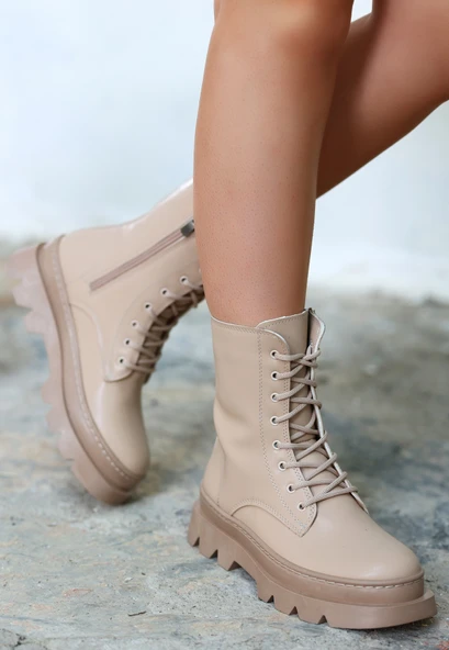 Pabucmarketi Kadın Nude Nut Bağcıklı Bot - 3