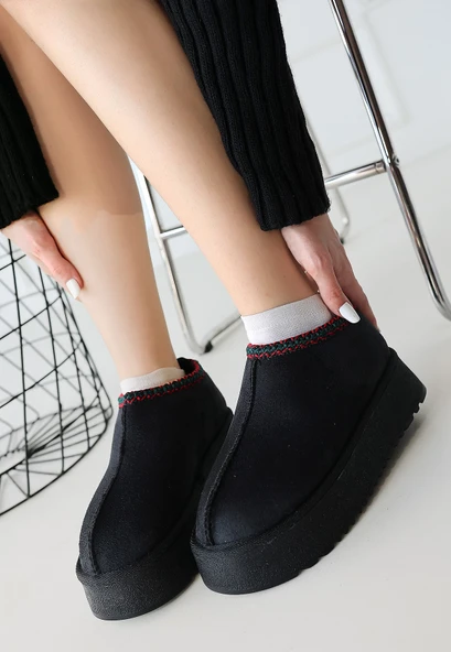 Pabucmarketi Siyah Süet Kadın Bot ürün görseli 1