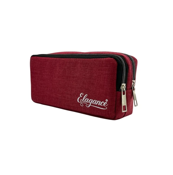 Elegance Kırmızı Çift Bölmeli Kalem Çantası - 3