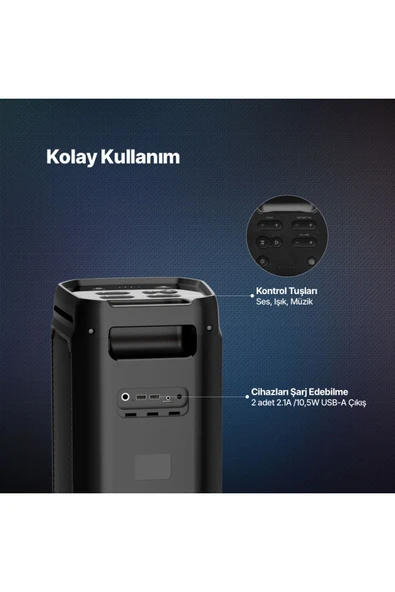 Ttec 2BH12 Carnival 100W Taşınabilir Kablosuz Bluetooth Parti Hoparlörü - 6