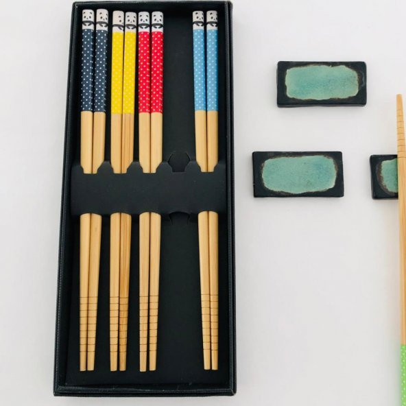 Chopsticks ile beraber Dayanakları - Ahşap, Beş Çift - Japon Kalitesi HD412 - 4