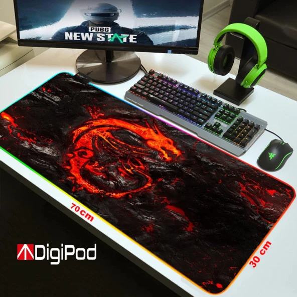 Digipod RGB oyuncu mousepad RGB Gaming oyuncu mouse pad kaymaz taban 70 x 30 - 2