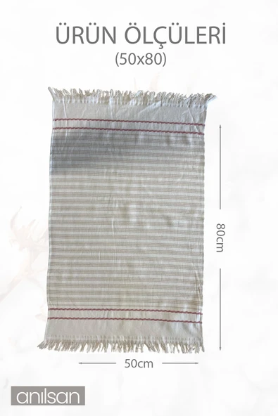 Beyaz Kum Çizgi Detay Plaj Havlusu %100 Pamuk 50x80 - 3