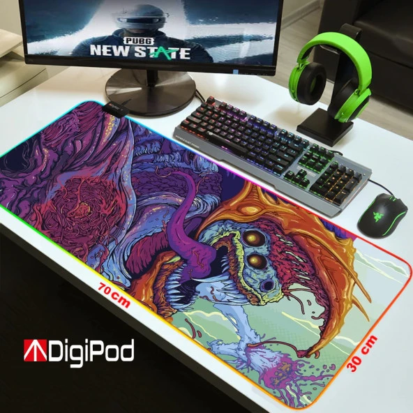 Digipod RGB oyuncu mousepad RGB Gaming oyuncu mouse pad kaymaz taban  70 x 30 - 2