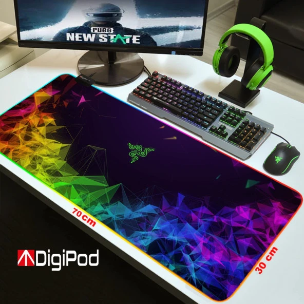 Digipod RGB oyuncu mousepad RGB Gaming oyuncu mouse pad kaymaz taban 70 x 30 - 2