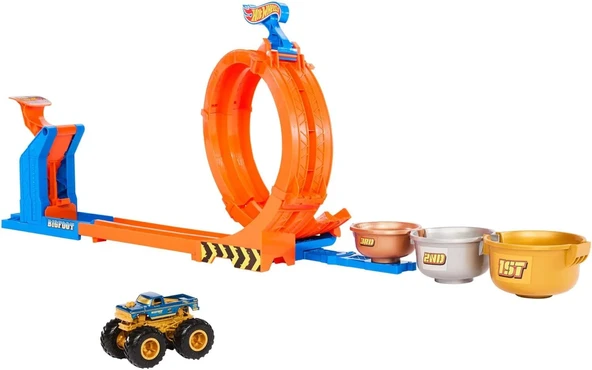 Hot Wheels Monster Trucks Döngü ve Takla Bigfoot Oyun Parkuru JBX64 - 3