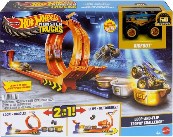 Hot Wheels Monster Trucks Döngü ve Takla Bigfoot Oyun Parkuru JBX64 - 4