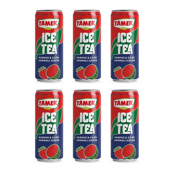 Tamek Ice Tea Karpuz & Çilek 330 ml x 6 Adet