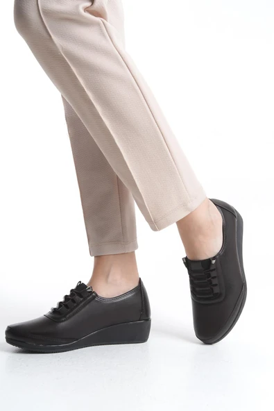 Kadın Dolgu Topuk Ayakkabı Comfort Taban Ortopedik Tam Kalıp Günlük Ayakkabı - Resim 7