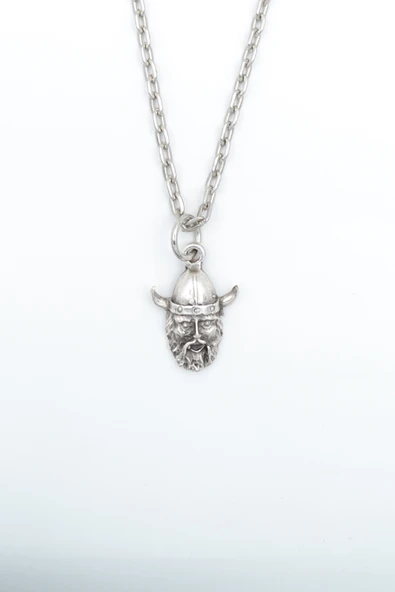 Minimal Viking Savaşçı Gümüş Kaplama Düz Zincir Kolye ürün görseli 1