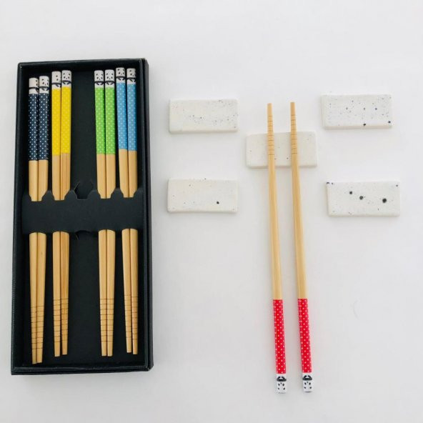 Chopsticks Ve Dayanakları - Bambu Ağacından, Beş Çift - Japon Kalitesi HD416