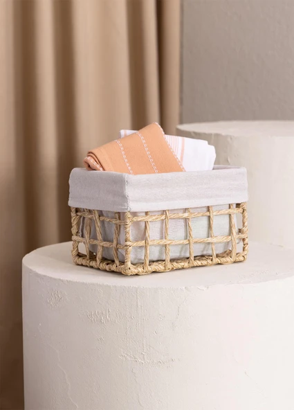 The Mia Braid Hasır Organizer Sepet Naturel 22x14x13 cm - 2