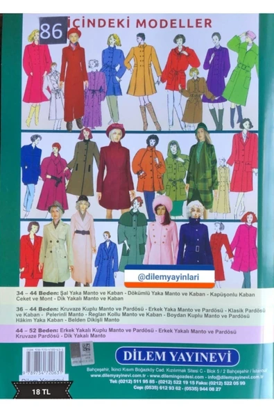Dilem Yayınları Güler Erkan Provasız Pardösü Manto Kaban Giyim Kalıpları No:86 - 2