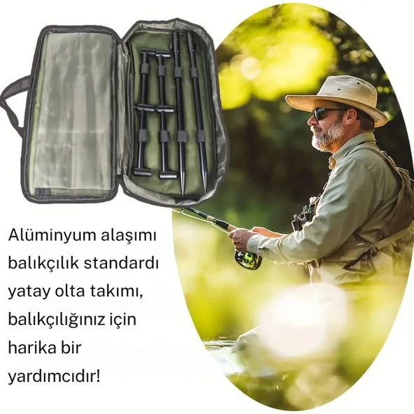 Monozone Olta Çubuğu Tutacağı 2 Rods Kit Ayak Çantalı Buzz Sticks Buzzbar Bankstick 20x30x50cm - Resim 5