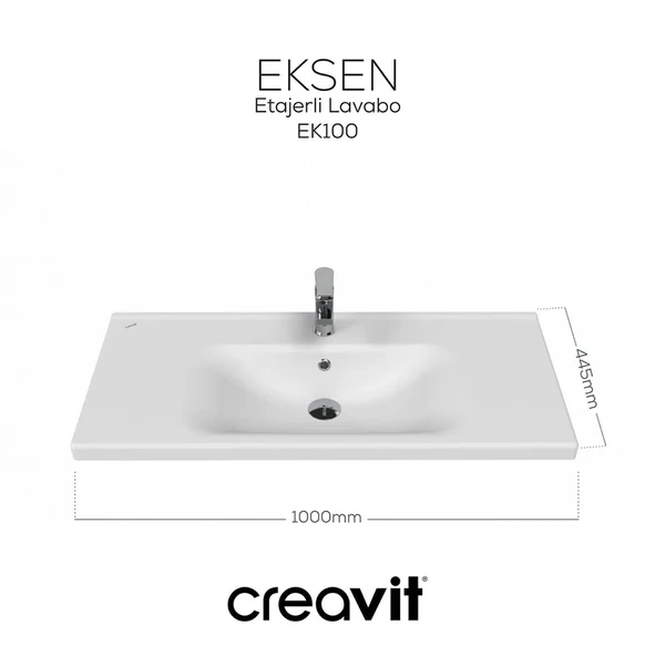 Creavit EK100 Eksen Etajerli Mobilya Dolap Uyumlu 45 x 100 cm Lavabo - 2
