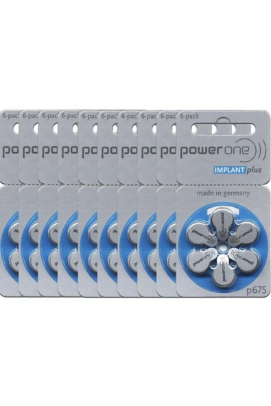 POWERONE Implant Plus 675 Numara Işitme Cihazı Pili 10 X 6 Lı Paket 60 Adet