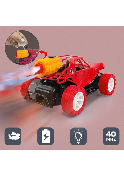 DEKANTOYS Uzaktan Kumandalı Şarjlı Duman Çıkaran Atan Işıklı Jip  Poyraz Oyuncak Araba 20 Cm