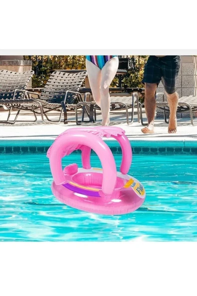 DEKANTOYS Şişme Gölgelikli Bebe Flotörü Bebek Simiti - 2