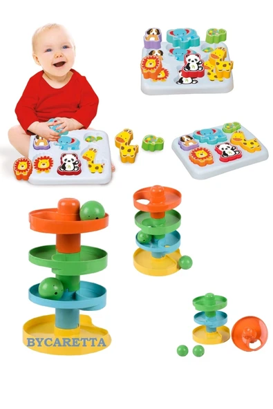 DEKANTOYS Yağmur Damlası (çıngıraklı Top Oyunu ) + Sevimli Hayvanlar Bul Tak Eğitici Ve Zeka Geliştirici Set