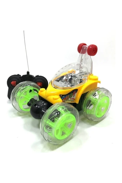 CAN ALİ TOYS Işıklı Sarı Çılgın Akrobat Şarzlı Uzaktan Kumandalı Oyuncak Araba