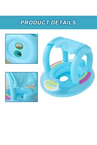 DEKANTOYS Şişme Gölgelikli Bebe Flotörü Oturaklı Simit - Resim 3