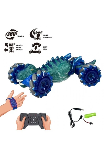 DEKANTOYS Uzaktan Kumandalı Full Fonksiyon Dinozor  Bilekten Kontrol Şarjlı 2.4G Elle Kontrol Dinozor Araba