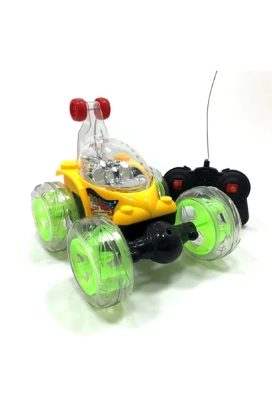 CAN ALİ TOYS Işıklı Sarı Çılgın Akrobat Şarzlı Uzaktan Kumandalı Oyuncak Araba - 2
