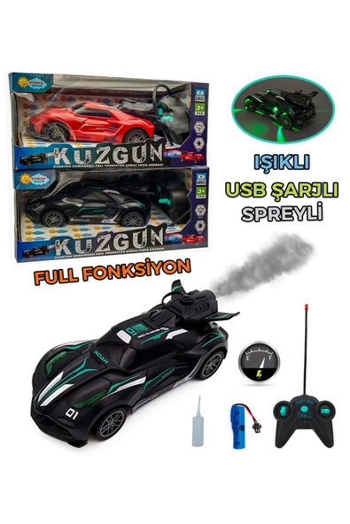 DEKANTOYS Kuzgun Uzaktan Kumandalı Şarjlı Duman Atan Işıklı Arabası - 1:18 Full Fonksiyon Arabası