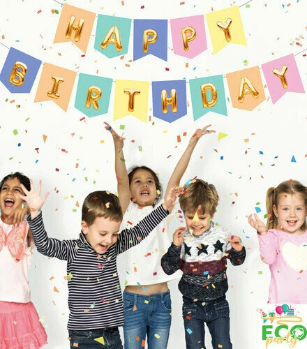 Macaron Gold Happy Birthday Zarflı Banner